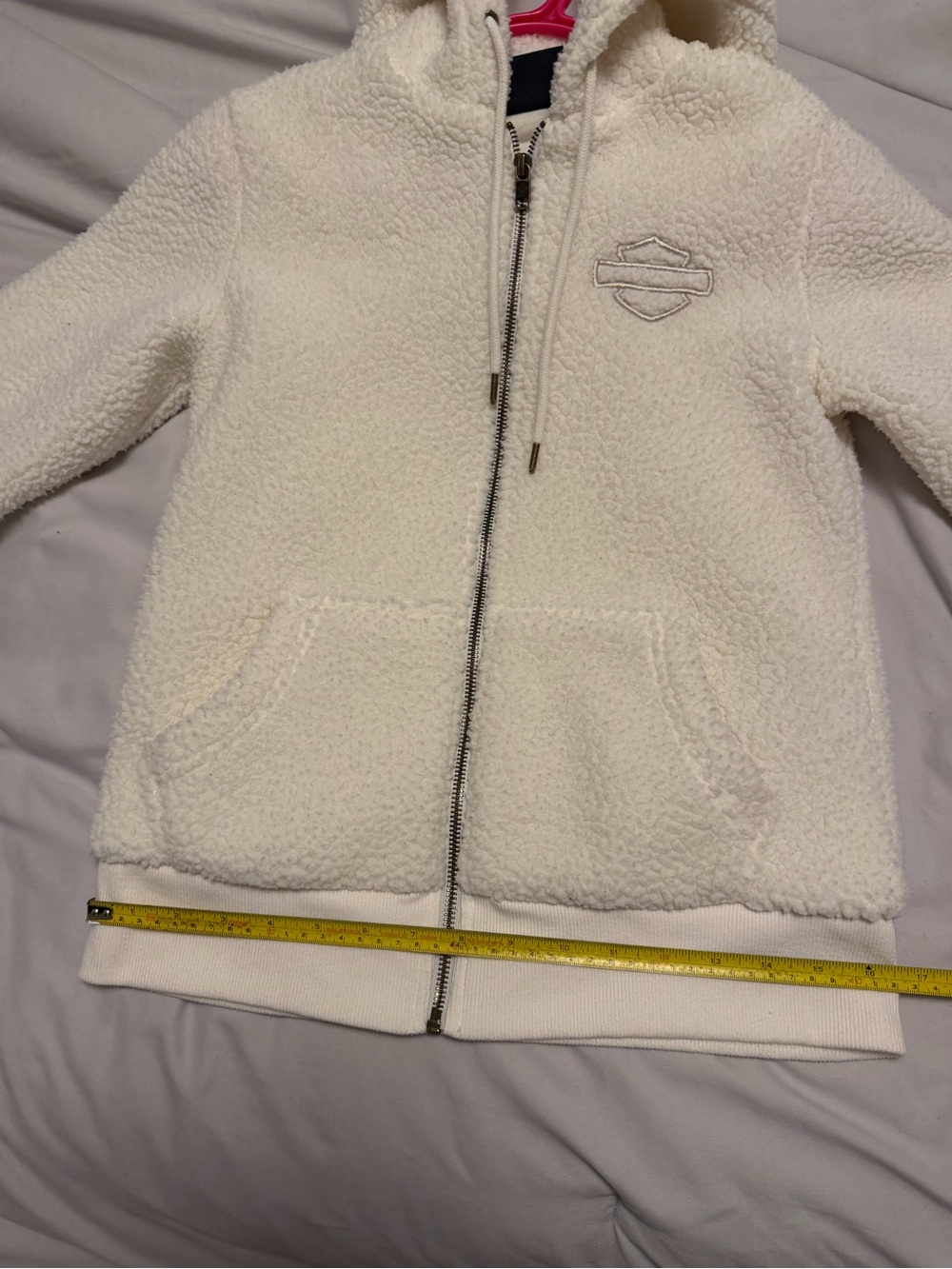 Harley-Davidson Cream Sherpa Zip-Up Hoodie Jacket - Picture 9 of 12